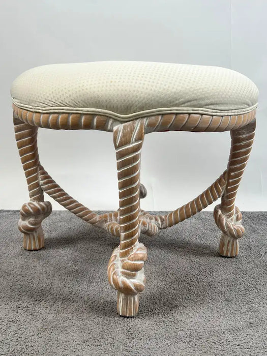 French Napoleon III Style Faux Rope Stool or Ottoman by Cugini Lanzani