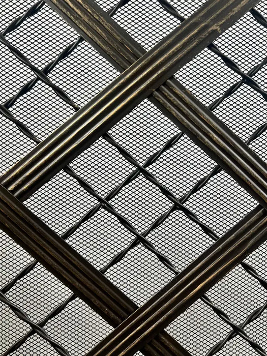 Art Deco Style Black & Bronzed Metal Two-Door & Diamond Design Fireplace Screen