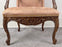 French Louis XV Style Mahogany Armchair with Embossed Salmon Pink Leather