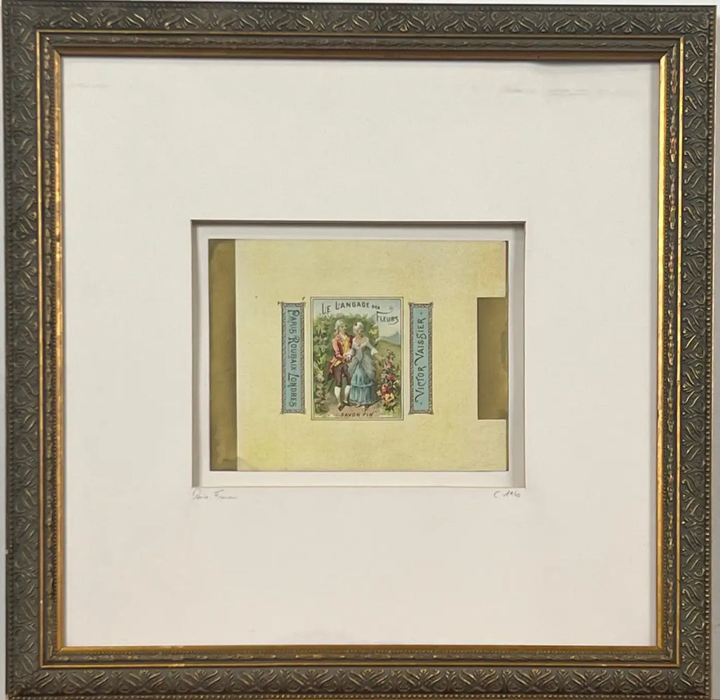 Victor Vissier French Soap Label Framed w/ COA , 1940's 1940