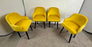 Mid Century Modern Style Yellow Velvet & Ebony Dining or Side Chair, Set of 4