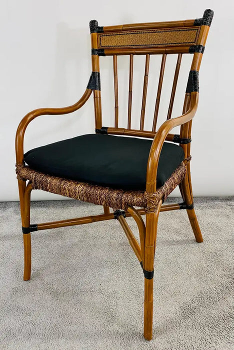 Mid Century Boho Chic Faux Bamboo Rattan Chair