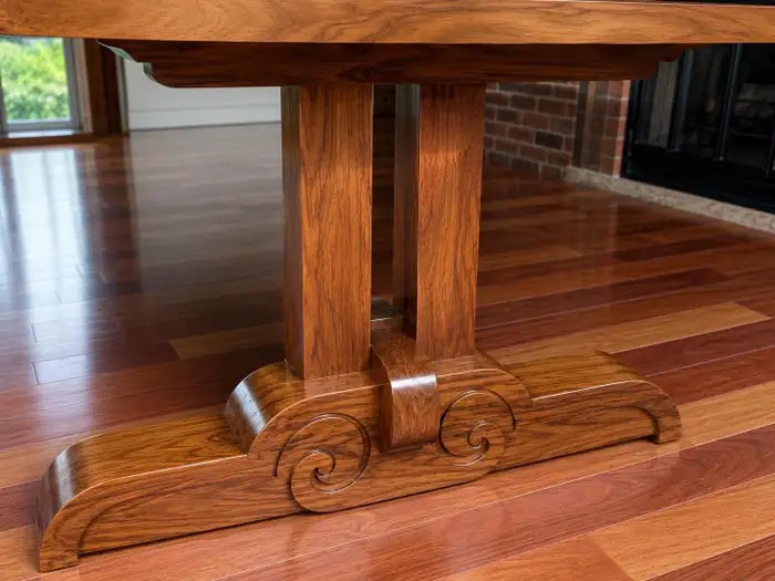 Monumental 10-Foot Arts & Crafts Sculptural Solid Walnut Trestle Dining Table
