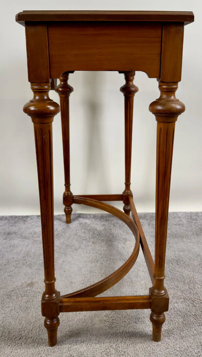 French Country Style Walnut Craved Small Console & Mirror with Antiqued Glass