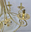 Art Deco Brass Chandelier with White Milk Frosted Glass Bottom Bowl, 6 Arms