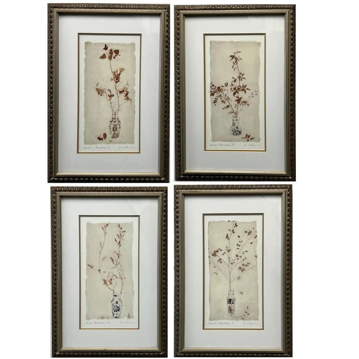 Amy Melious Leaves and Branches Series – Set of Four Signed Botanical Prints 1980s's