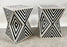 Art Deco Style Black & White Resin Sculptural Side, End Table or Stool, a Pair