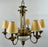 French Empire Style Brass & Etched Cut Glass Center Globe Chandelier - 6 Arms