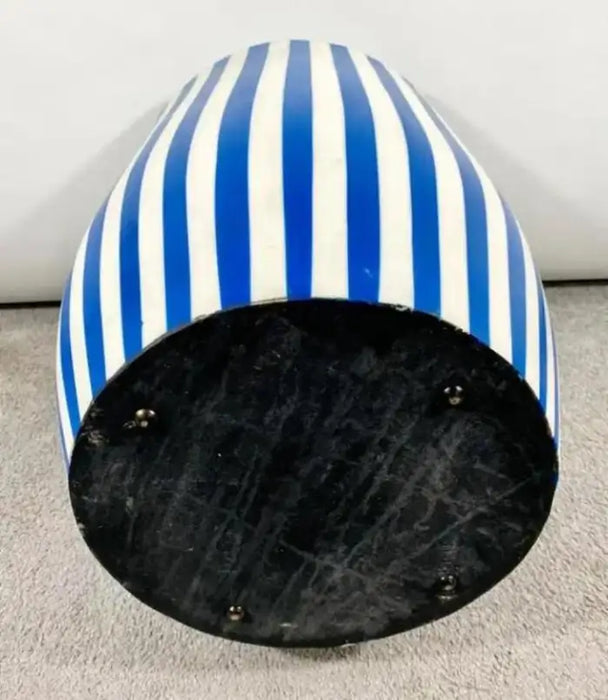 Art Deco Style Blue & White Cylindrical Resin Side, End Table or Stool, a Pair