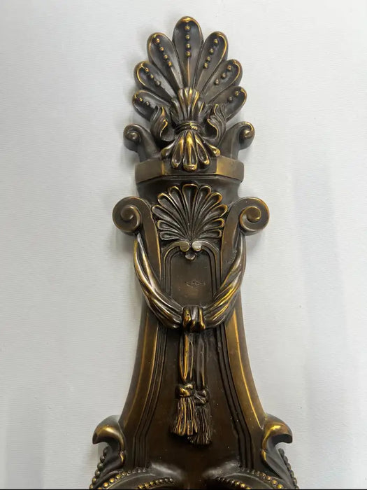 French Louis XVI Revival Style Patinated Bronze Wall Sconce Two Arms, a Pair