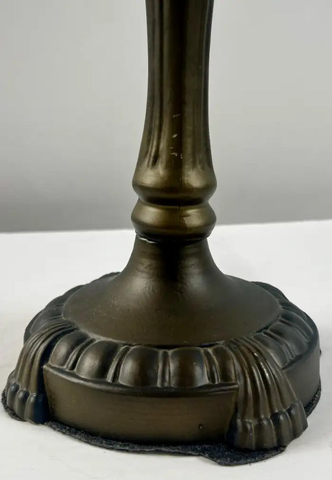 Pairpoint Puffy Style Hand-Painted Floral Table Lamp with Bronze-Finish Base