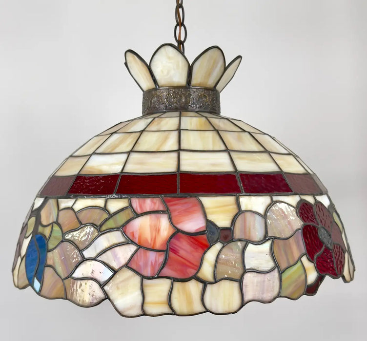 Tiffany Style Art Nouveau Stained Glass Multicolor Pendant Or Chandelier