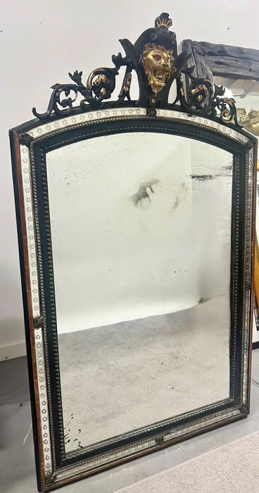 French Napoleon III Style Wrought Iron and Antiqued Glass Wall Mirror
