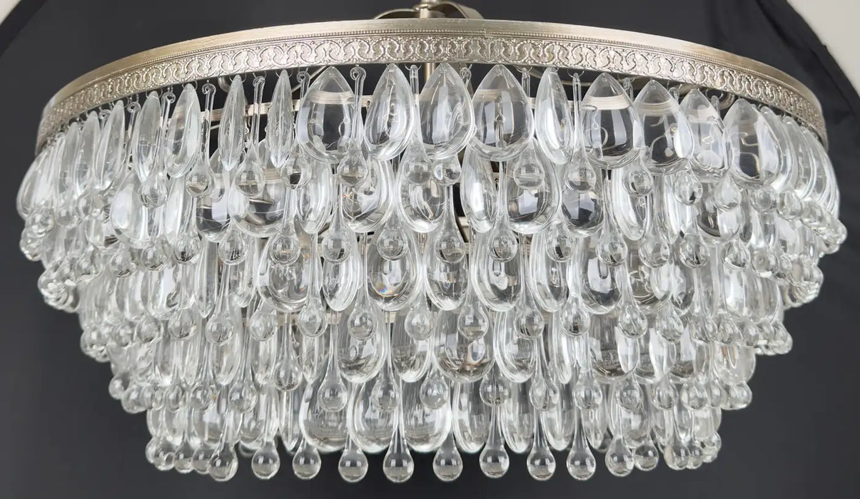 Hollywood Regency Style Circular Cascade Design Crystal Chandelier