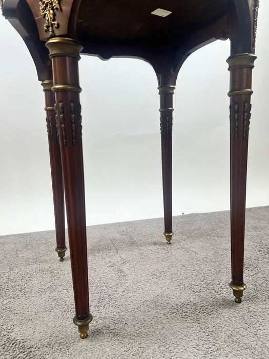 19th C French Louis XVI Mahogany & Bronze w Sèvres Style Portraits Salon Table