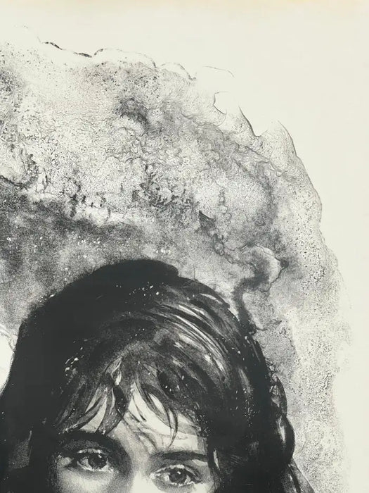 Sandu Liberman Rabbi with Young Girl Lithograph Signed, Numbered & Framed 1960's