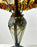 Art Nouveau Tiffany Style Brown & Green Stained Glass Table Lamp, a Pair