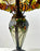 Art Nouveau Tiffany Style Brown & Green Stained Glass Table Lamp, a Pair