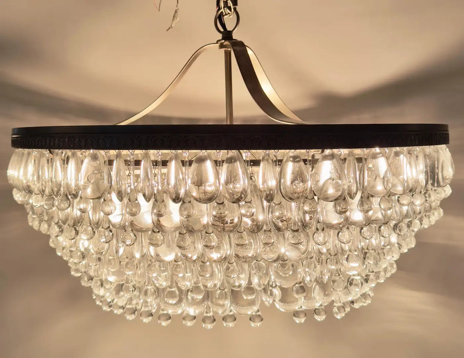 Hollywood Regency Style Circular Cascade Design Crystal Chandelier