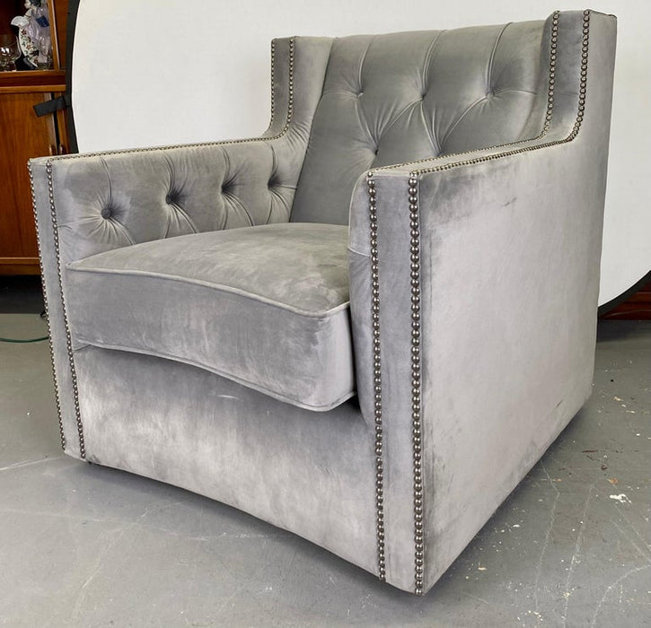 Bernhardt Furniture Mid-Century Modern Style Gray Suede Club or Lounge Chair