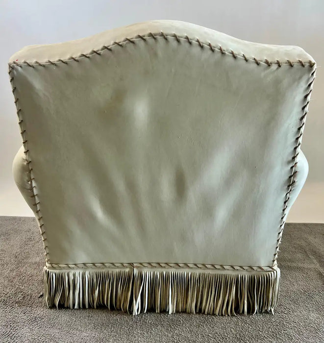 Vintage Ralph Lauren Leather Club Chair, Hand-Painted Arrowhead & Fringe, 1980's