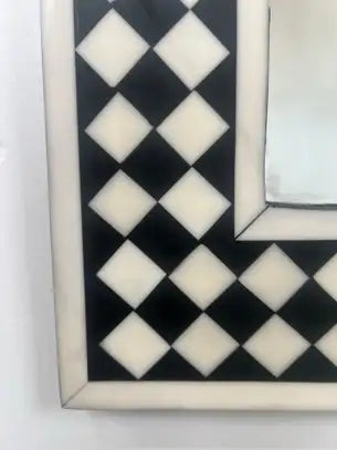 Art Deco Style Black & White Resin Diamond Design Wall, Table or Mantel Mirror