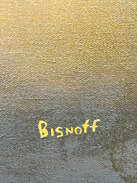 Modern Floral Still Life with White Bloom Oil on Canvas Signed by artist 1990's