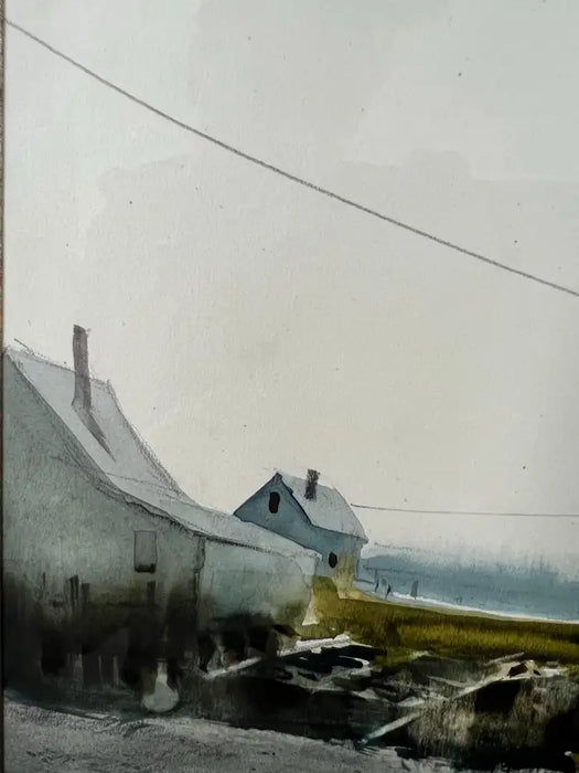 Philip Jamison Coastal Scene Watercolor Painting , Signed & Framed 1950's