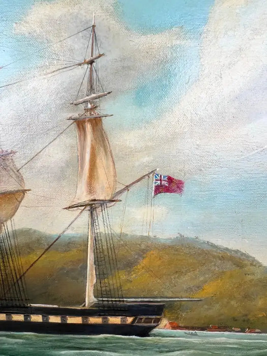 Paul R. Hee Maritime Scene Oil Painting on Canvas Signed and Framed 1950's