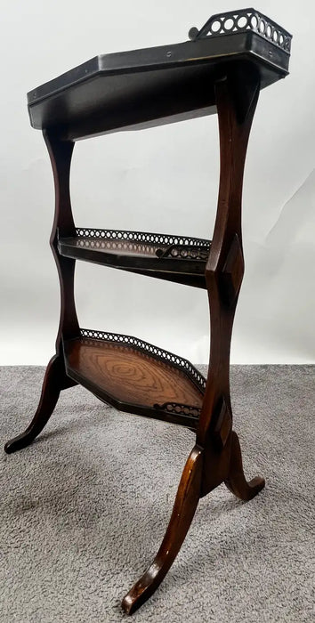 French Directoire Three-Tier Oak Dessert Stand Side Table by Theodore Alexander