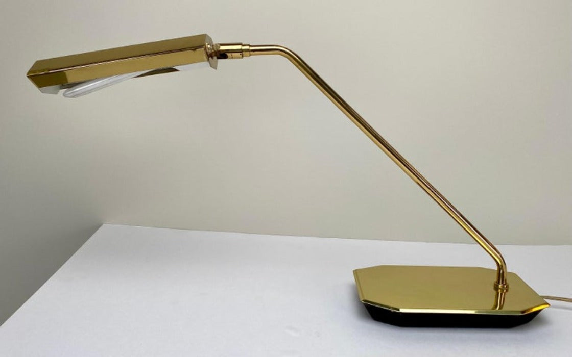 Mid-Century Modern Rare Koch Lowy adjustable Pharmacy Brass Desk Lam