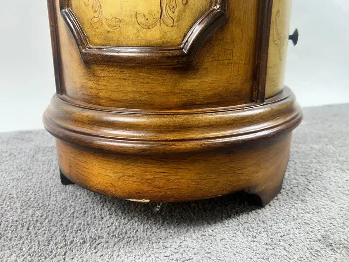 Louis XV Style French Provincial Hand Painted Oval Shaped Nightstand, a Pair