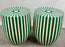 Art Deco Style Green & White Cylindrical Resin Side, End Table or Stool, a Pair