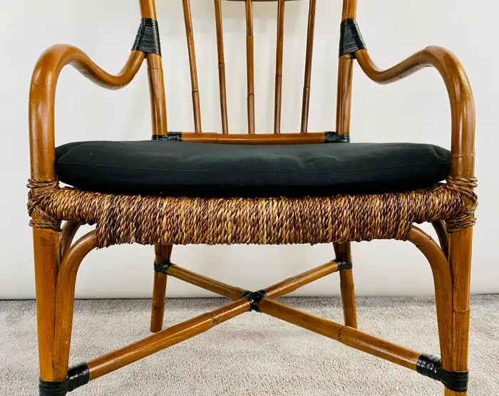 Mid Century Boho Chic Faux Bamboo Rattan Chair