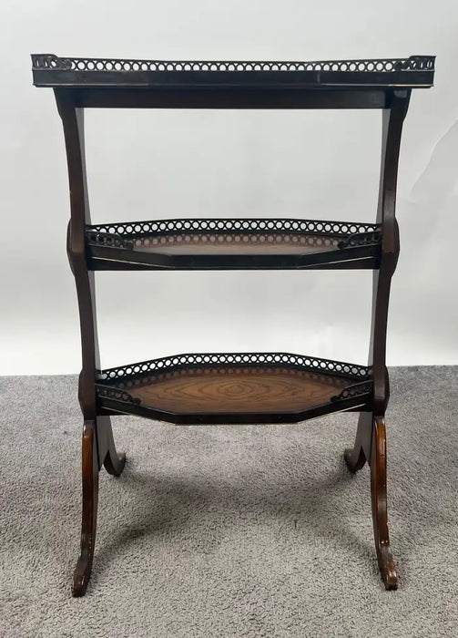 French Directoire Three-Tier Oak Dessert Stand Side Table by Theodore Alexander