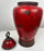 Vintage Chinese Oriental Red Pottery Vase with Lid in Antiqued Design