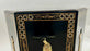 Asian Black Lacquer Hexagonal Side Table with Hand-Painted Gold & Figural Pane