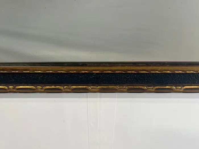 French Rococo Revival w Art Deco Flair Gilt & Ebony Three-Panel Mantel Mirror