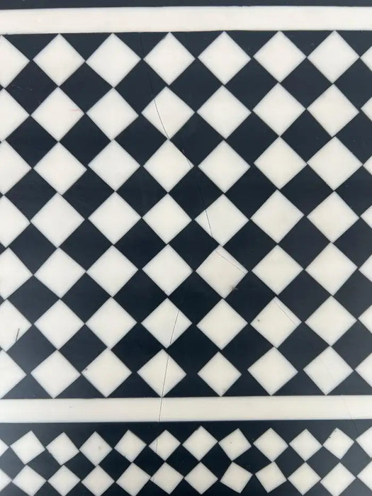 Art Deco Style Black & White Resin Console Table in Diamond Pattern