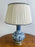 Oriental Chinese Ming Dynasty Style Blue & White Table Lamp w Org Shades, A pair