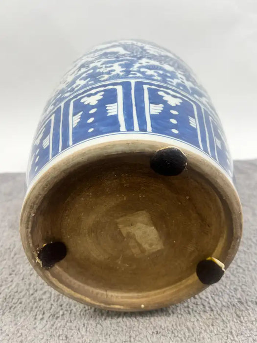 Imperial Chinese Qing Dynasty Style Blue & White Dragon Porcelain Vase