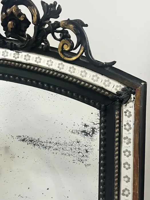 French Napoleon III Style Wrought Iron and Antiqued Glass Wall Mirror