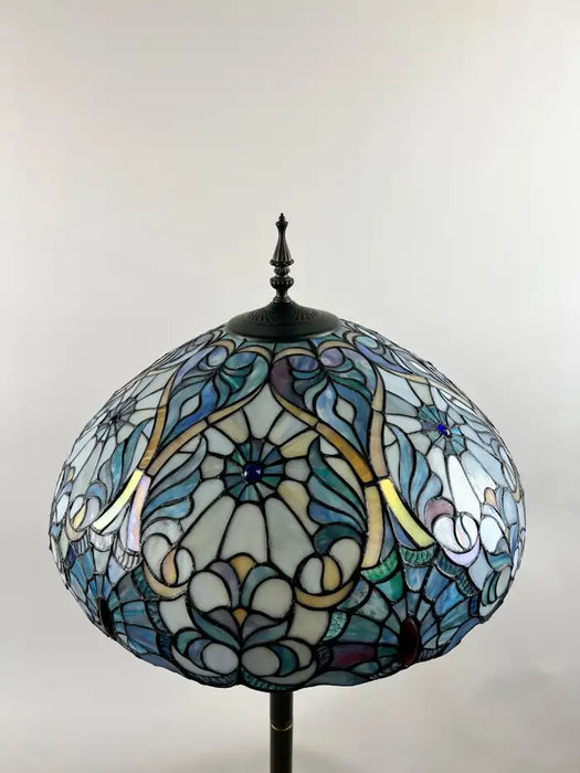 Art Nouveau Tiffany Sale Blue Stained Glass Dome Shaped Shade Floor Lamp