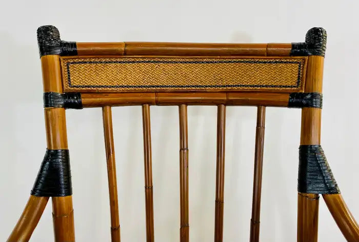 Mid Century Boho Chic Faux Bamboo Rattan Chair