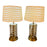 Modern Moroccan Gold Brass Table Lamp Handmade, Bottom & Upper Light, a Pair