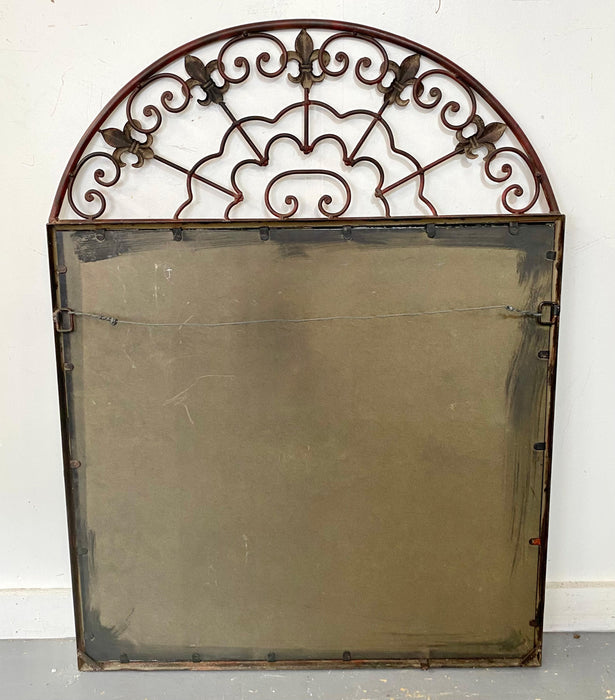 French Louis XVI Style Wrought Iron Two-Door Arched Mantel or Wall Mirror