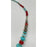 Tribal Moroccan Turquoise & Silver Necklace With Diamond Shaped Pendant