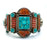 Vintage Moroccan Tribal Turquoise & Coral Jewelry Set, Cuff , Ring , Pair of Earrings (4 Pcs)