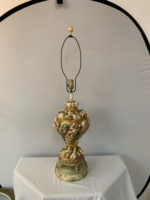 French Dresden Style Porcelain Large Table Lamp
