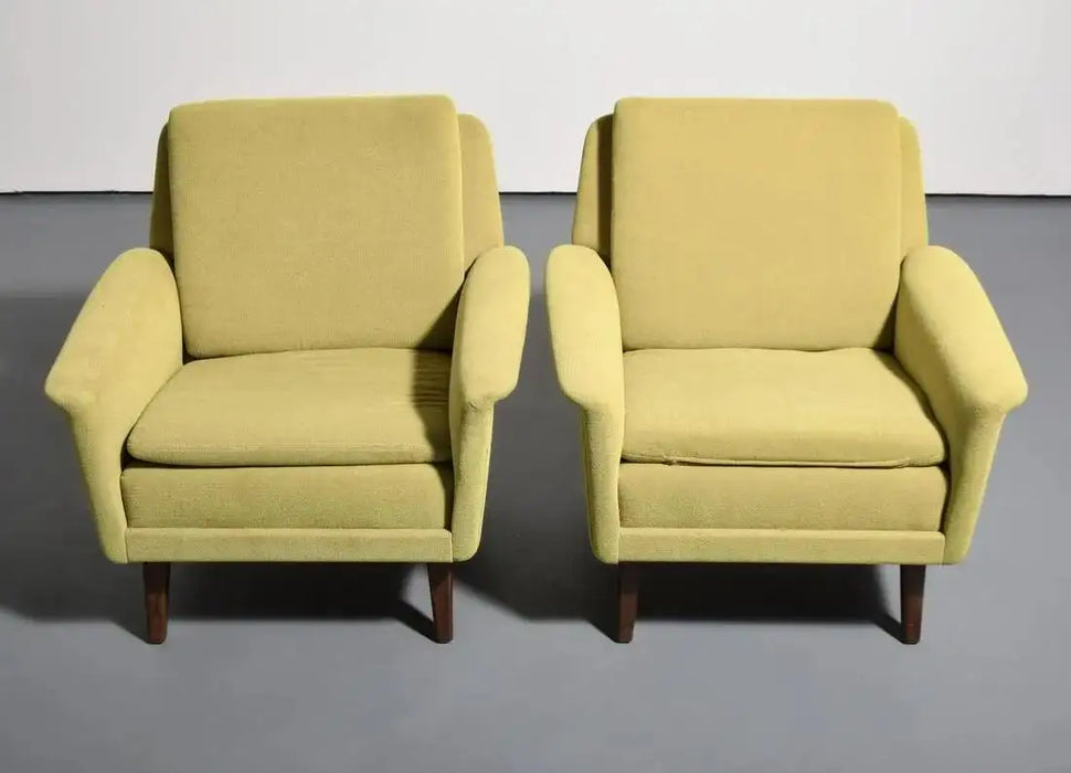 Folke Ohlsson for Fritz Hansen MCM Lounge Chair in Green Upholstery, a Pair